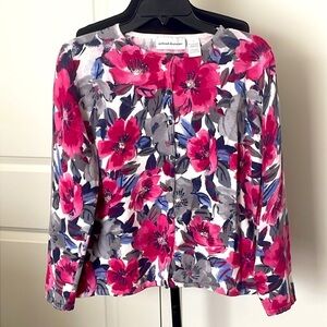Alfred Dunner Floral Cardigan w/Beaded Embellishments Size L